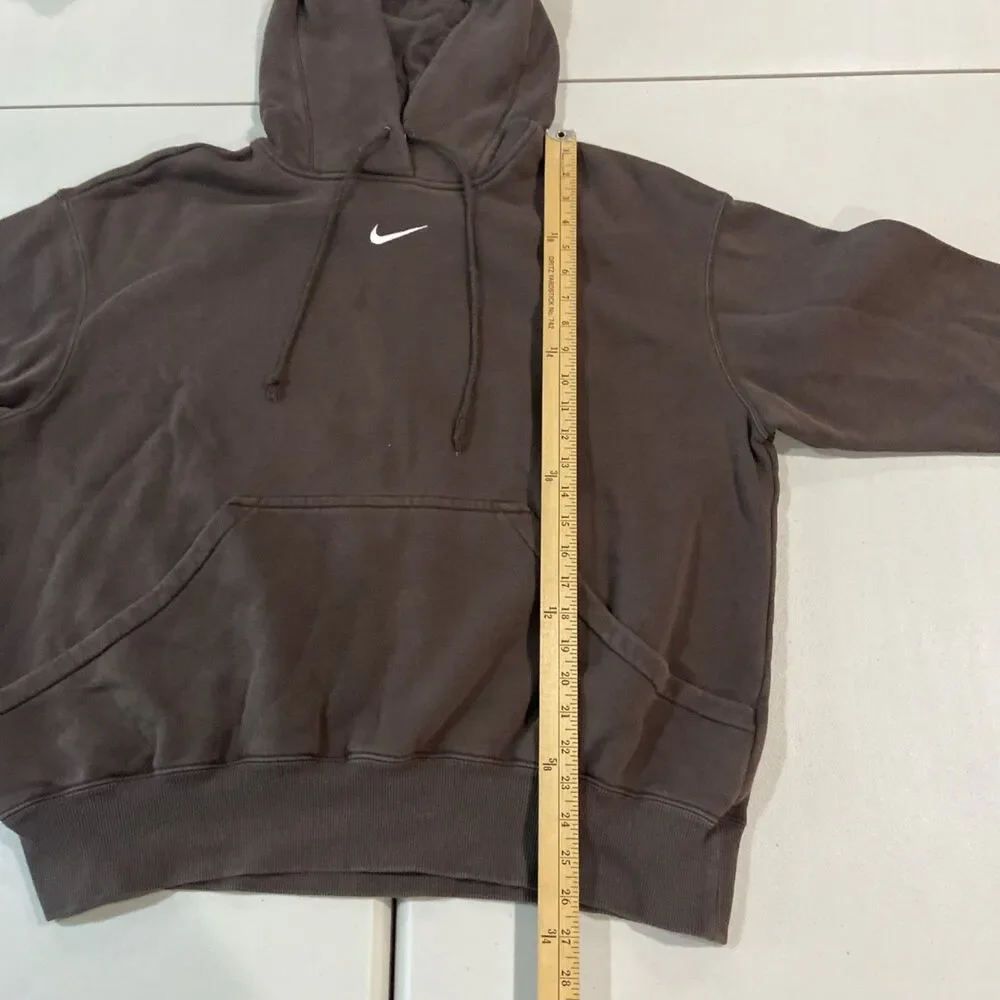 Nike Oversized Phoenix Hoodie Womens L Brown Pullover Fleece Sweatshirt DQ5860